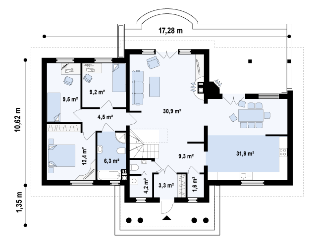 План проекта дома S3-235 фото 1