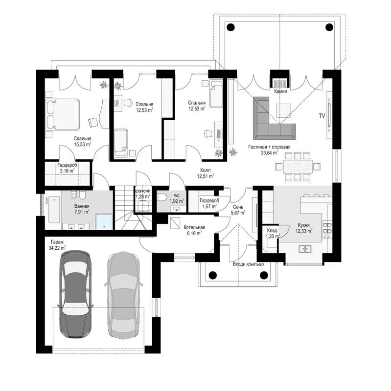 План проекта дома S8-264-2 фото 1
