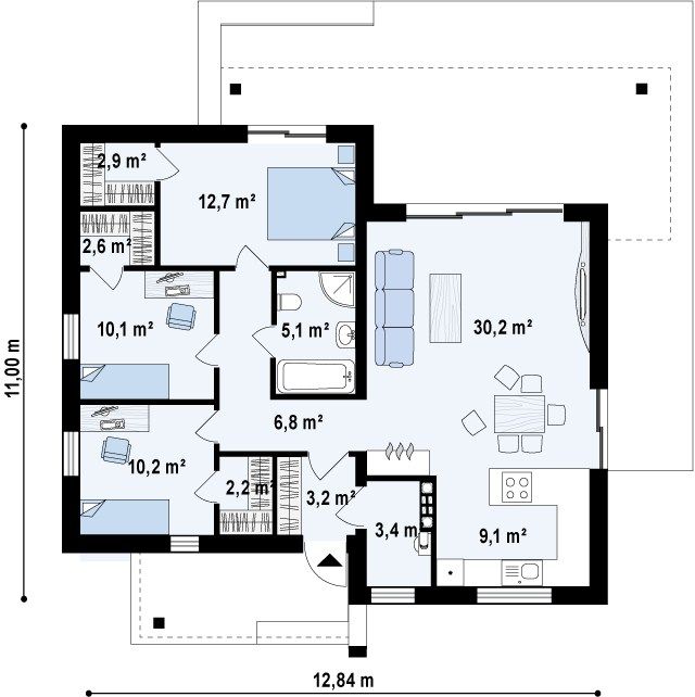 План проекта дома S3-96-2 фото 1