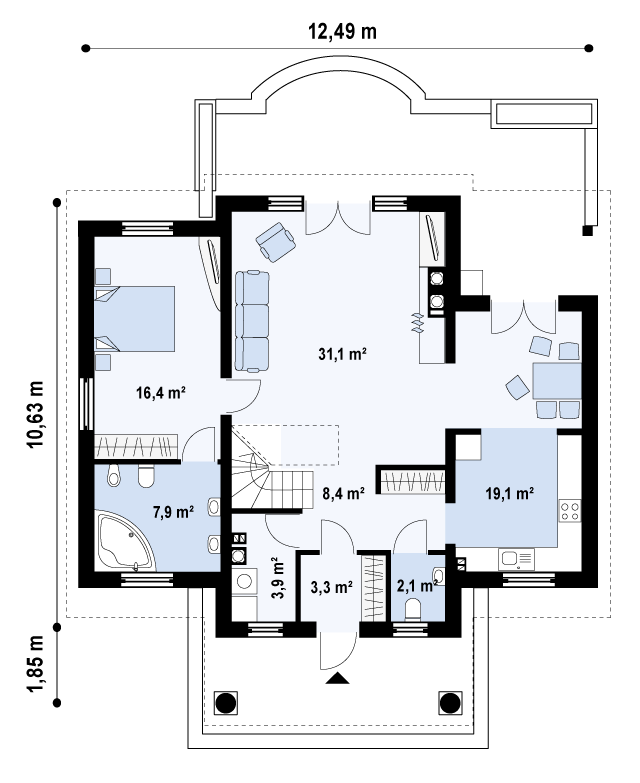 План проекта дома S3-185-1   фото 1
