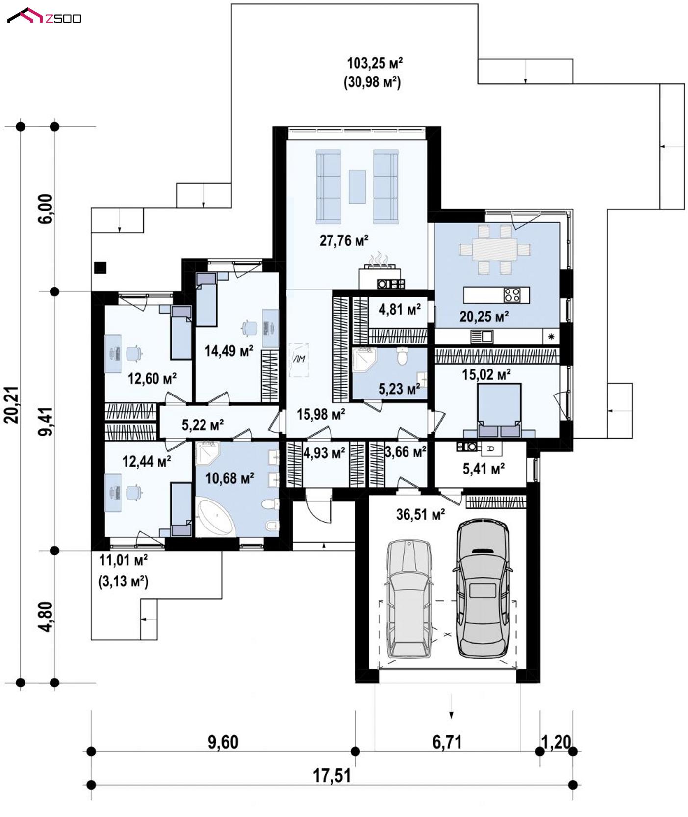 План проекта дома S3-192-3 фото 1