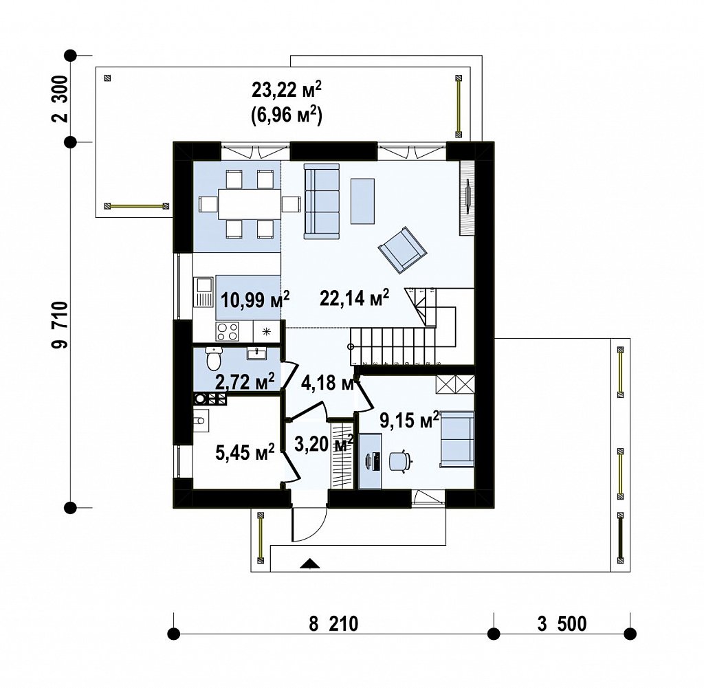 План проекта дома S3-118-6 фото 1