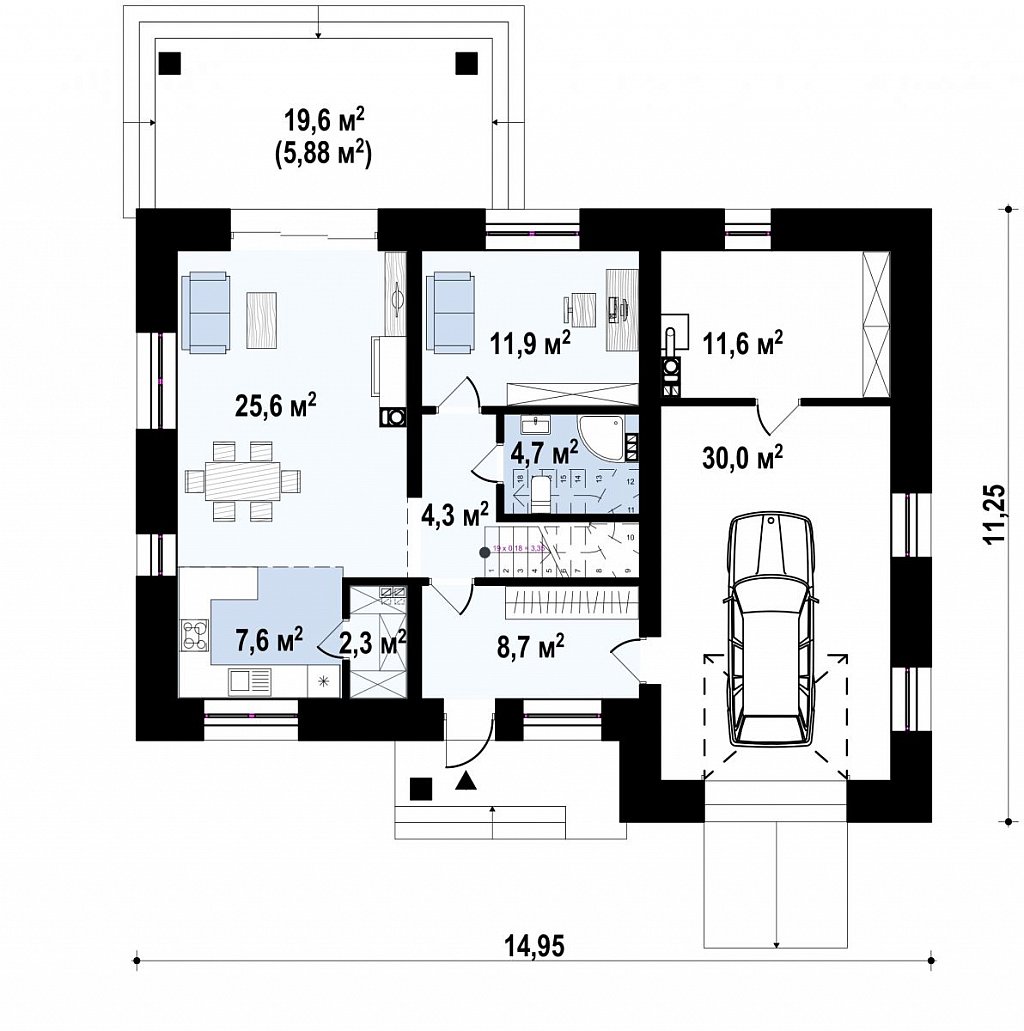 План проекта дома S3-176-2 фото 1