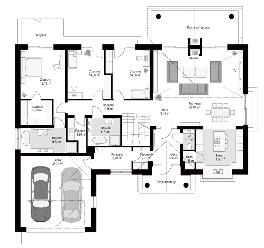 План проекта дома S8-335-1 фото 1