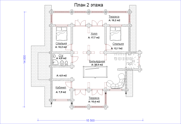 План проекта дома WB6-142 фото 2