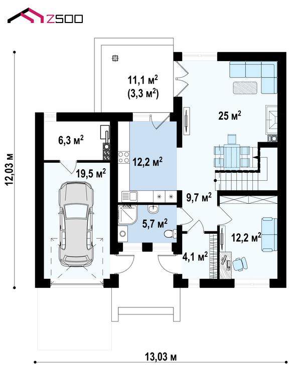 План проекта дома S3-163-6 фото 1
