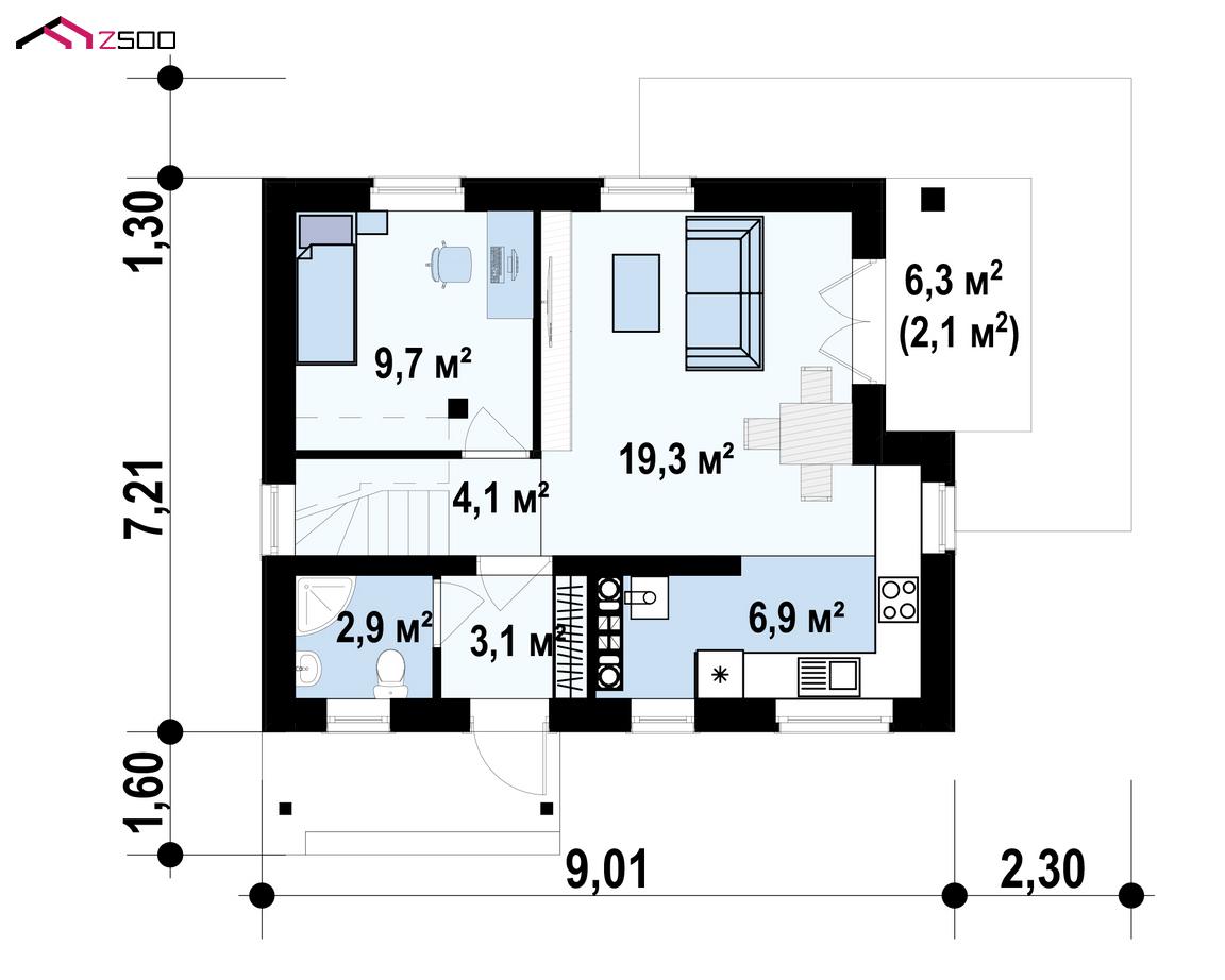 План проекта дома S3-94-3 фото 1