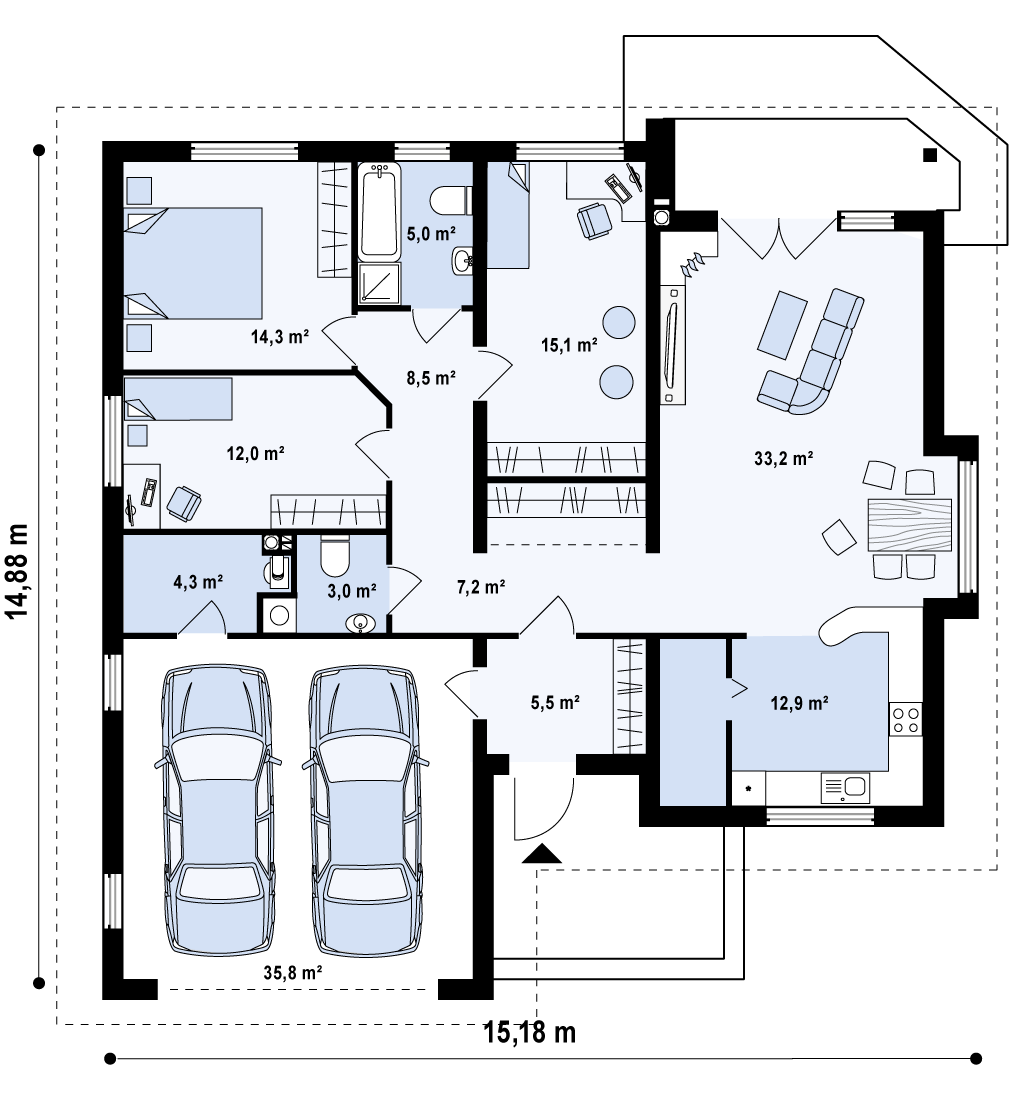 План проекта дома S3-157-2 фото 1