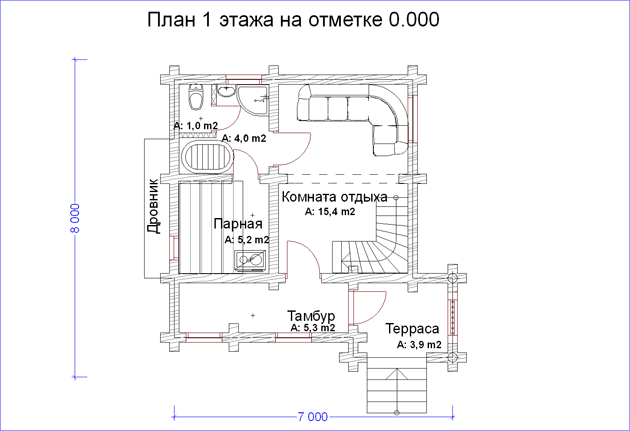 План проекта дома WB6-62-1 фото 1