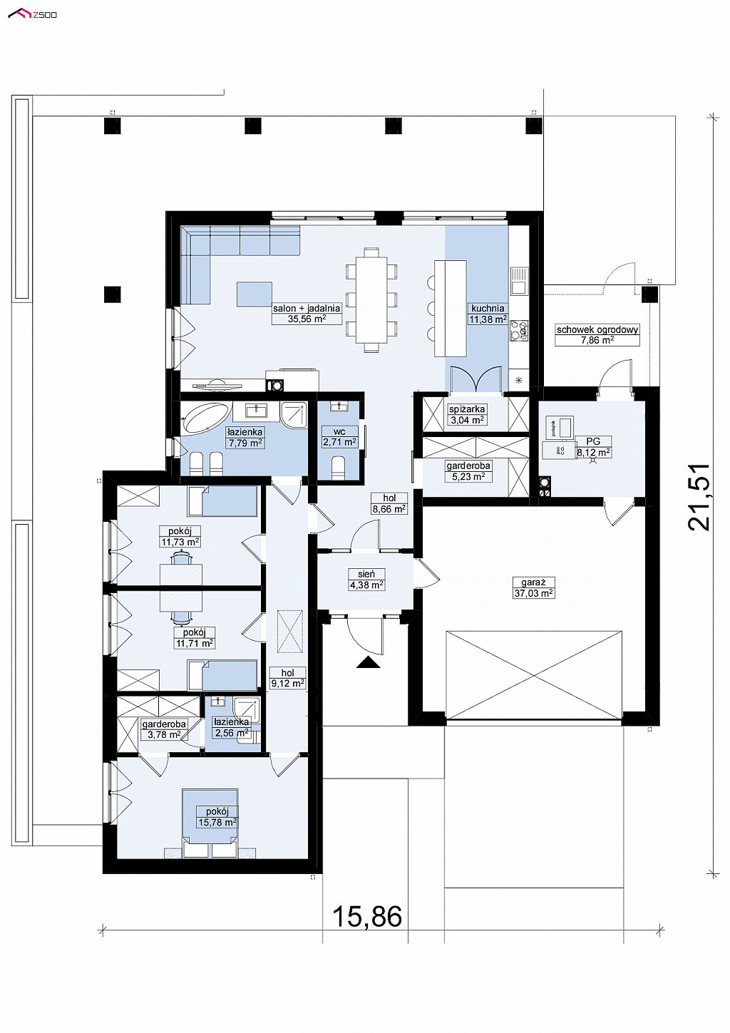 План проекта дома S3-186-8 фото 1