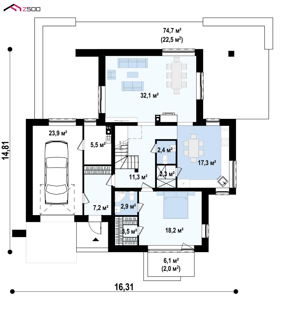 План проекта дома S3-218-2 фото 1