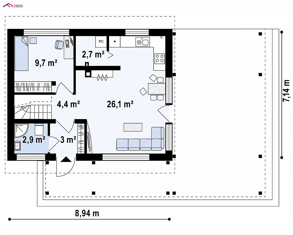 План проекта дома S3-94-2 фото 1