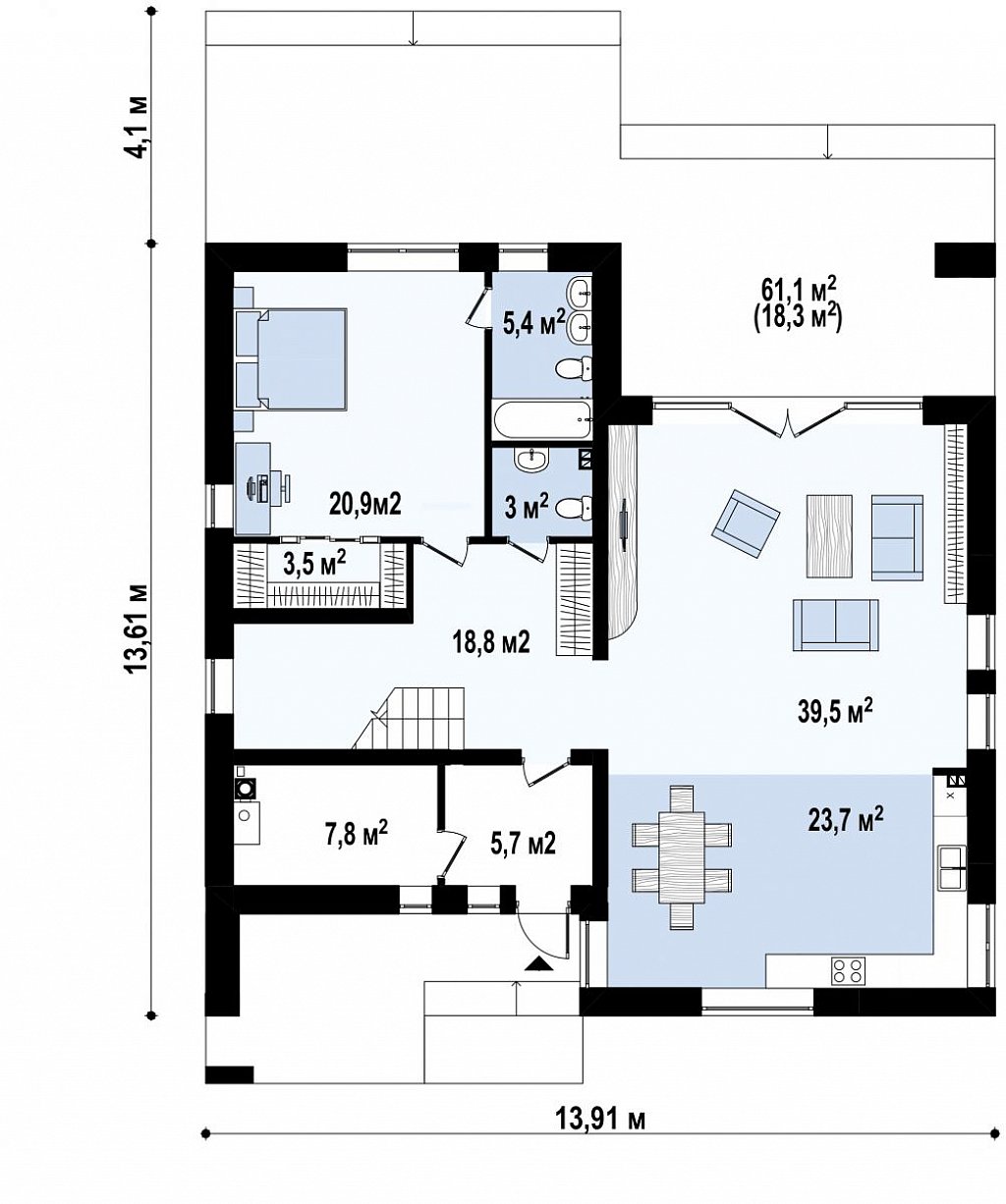 План проекта дома S3-280-1 фото 1