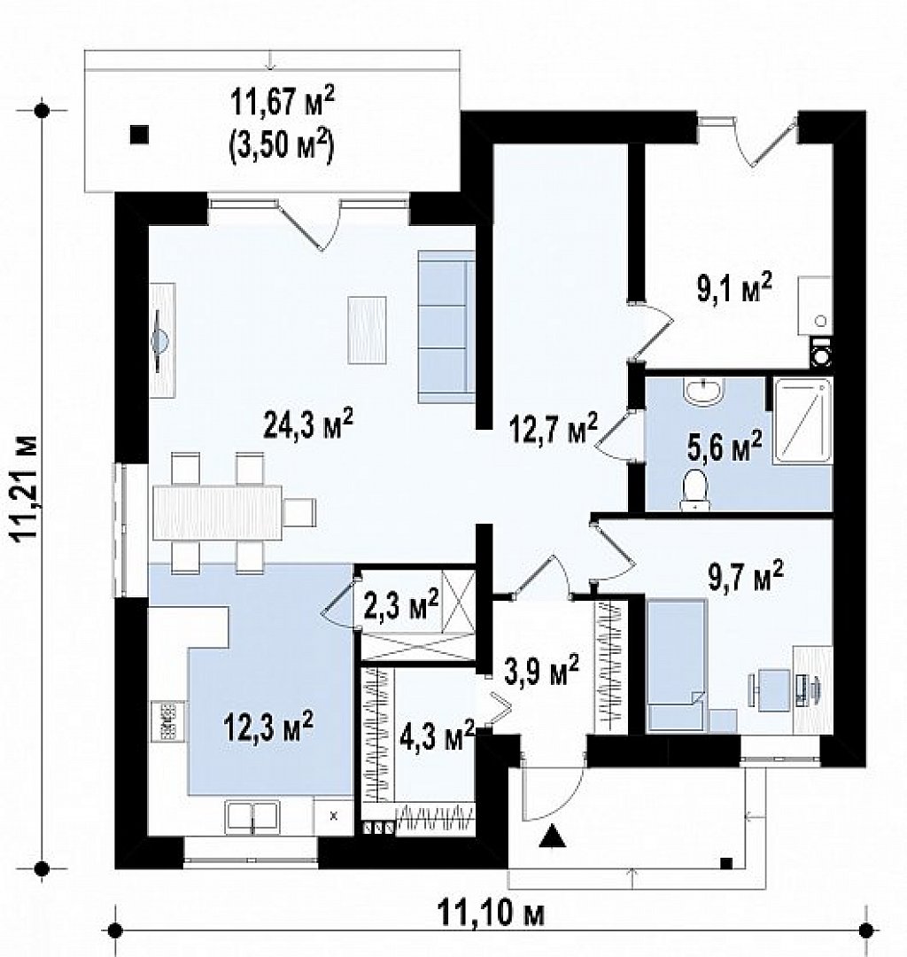 План проекта дома S3-170-8 фото 1