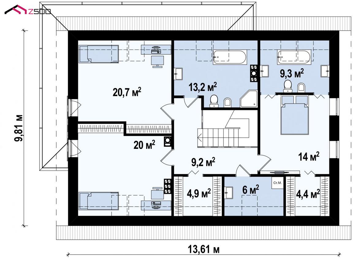 План проекта дома S3-208-1 фото 2