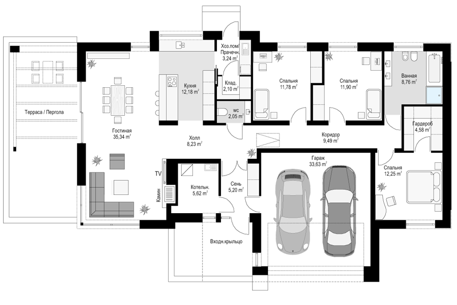 План проекта дома S8-207-2 фото 1