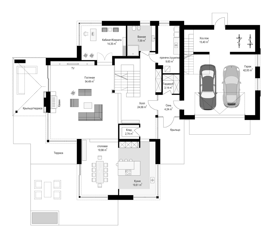 План проекта дома S8-442-1 фото 1