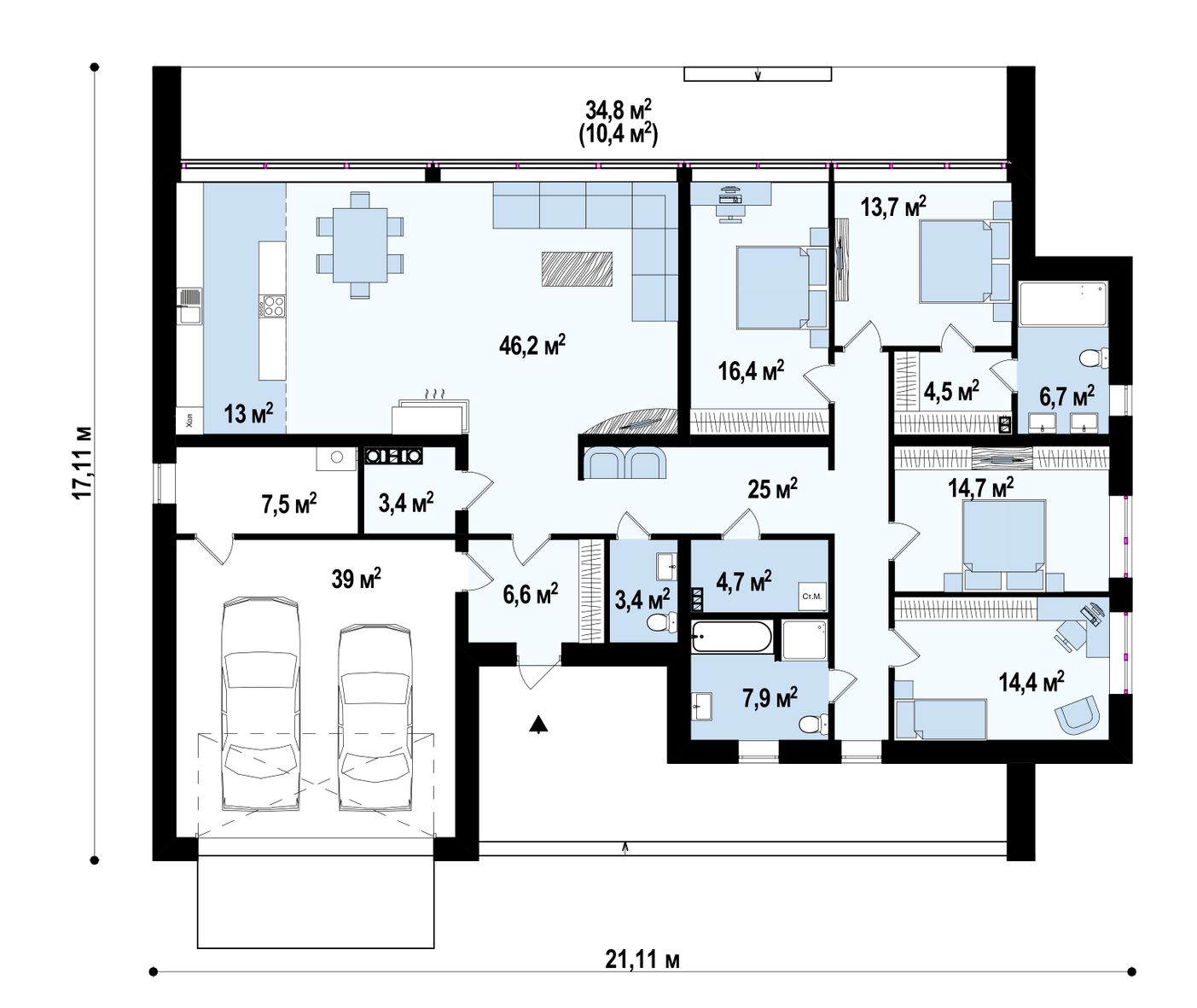 План проекта дома S3-225-1 фото 1