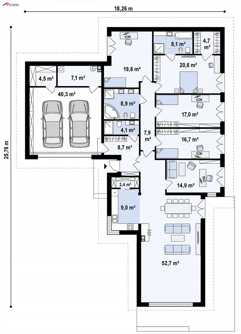 План проекта дома S3-256-1 фото 1