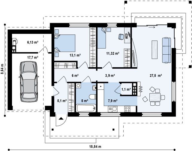 План проекта дома S3-105-2 фото 1