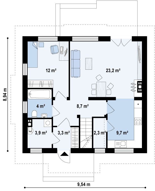 План проекта дома S3-131-2 фото 1