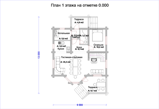 План проекта дома W6-124 фото 1
