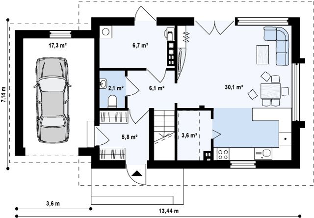 План проекта дома S3-116-3 фото 1