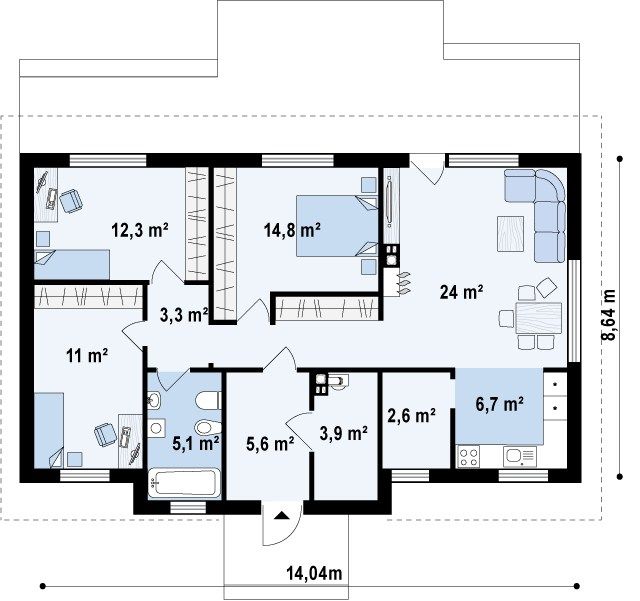 План проекта дома S3-95-4 фото 1