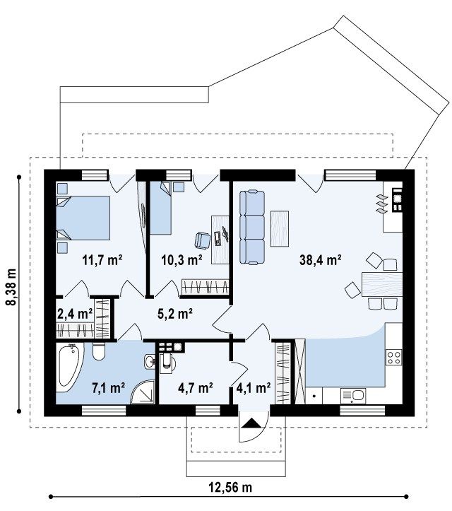 План проекта дома S3-84-2 фото 1