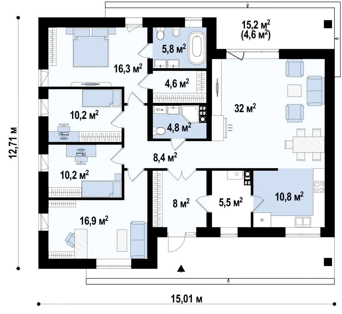 План проекта дома S3-130-3 фото 1