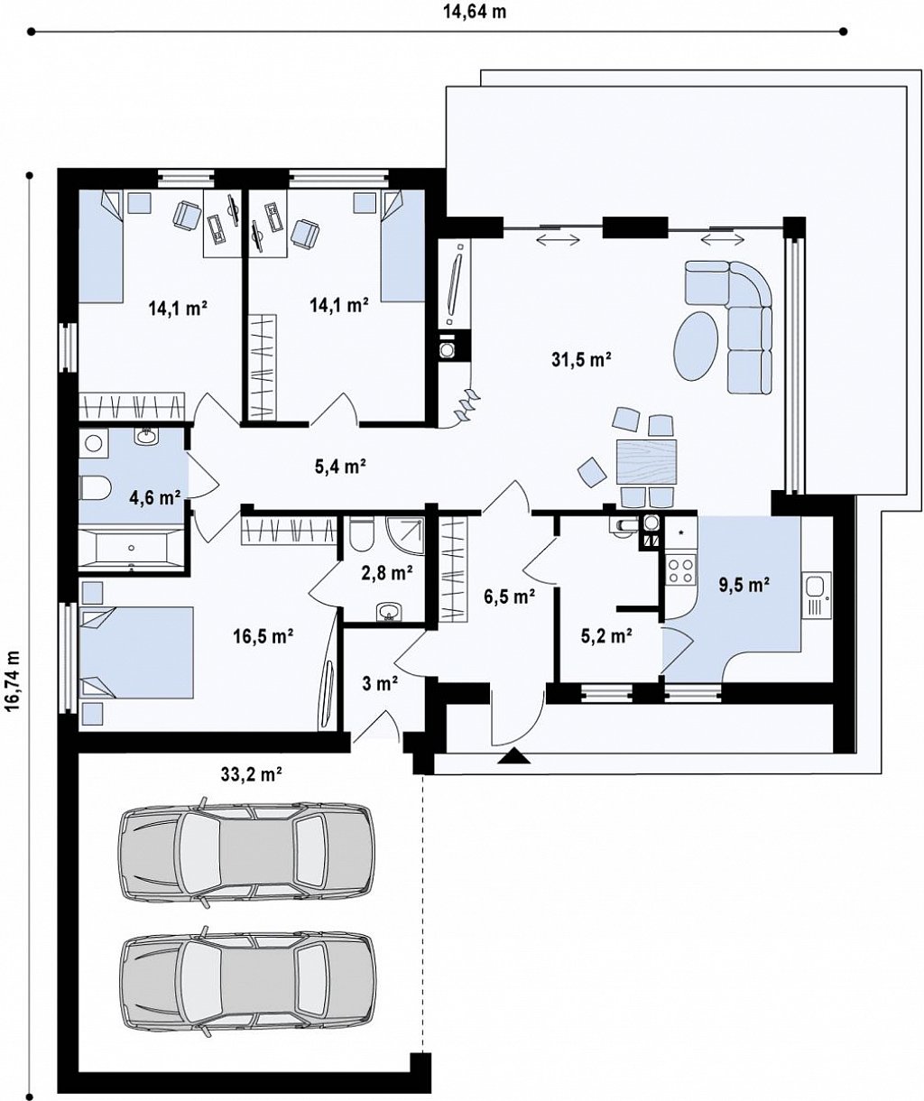 План проекта дома S3-146-2 фото 1