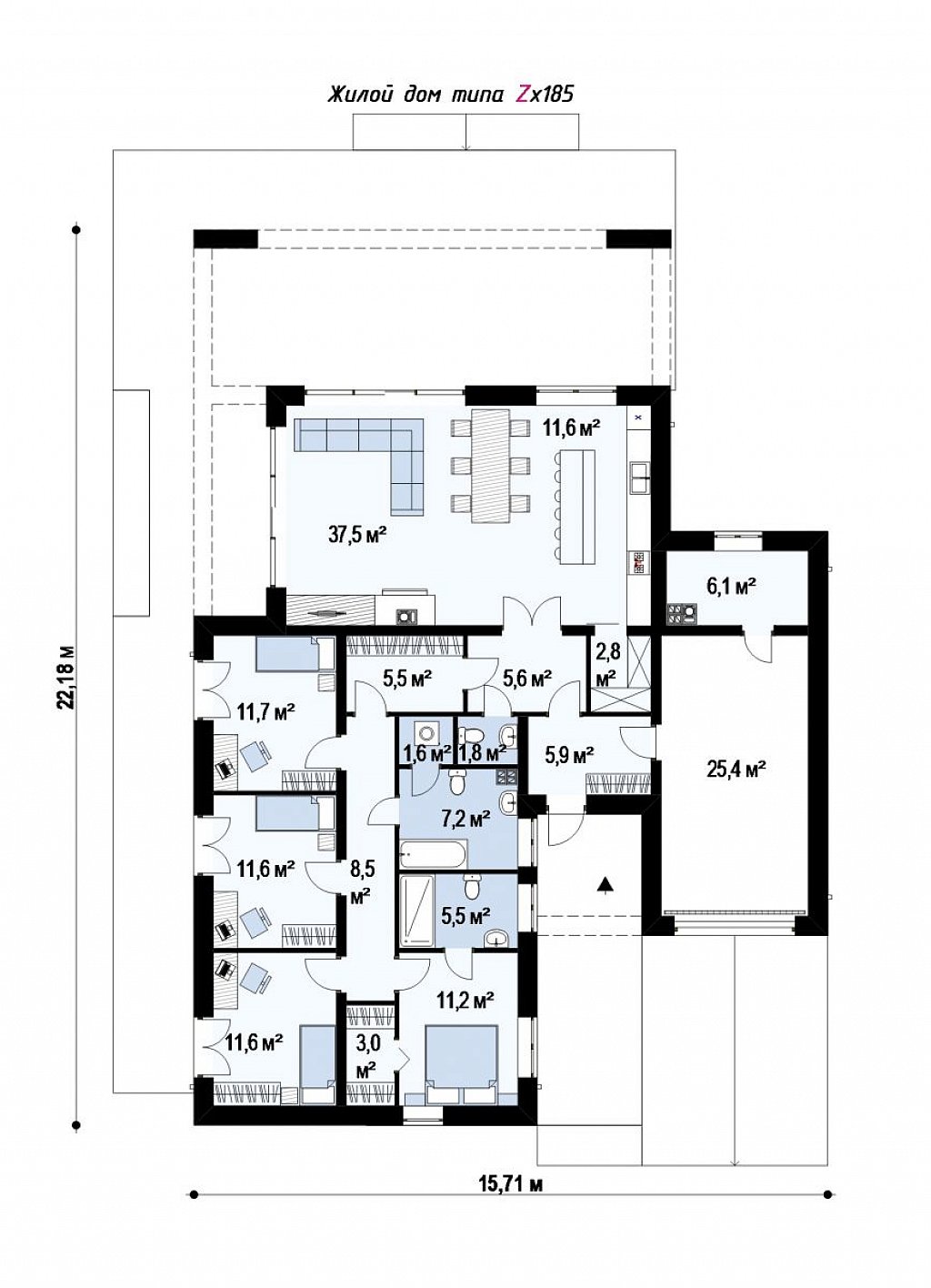 План проекта дома S3-214-2 фото 1