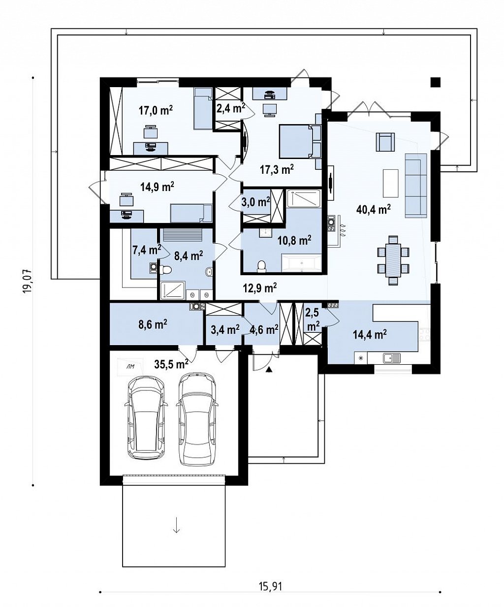 План проекта дома S3-225-3 фото 1