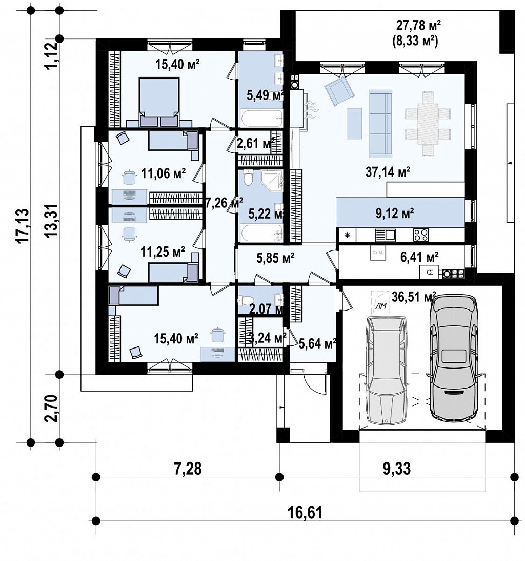 План проекта дома S3-188-6 фото 1