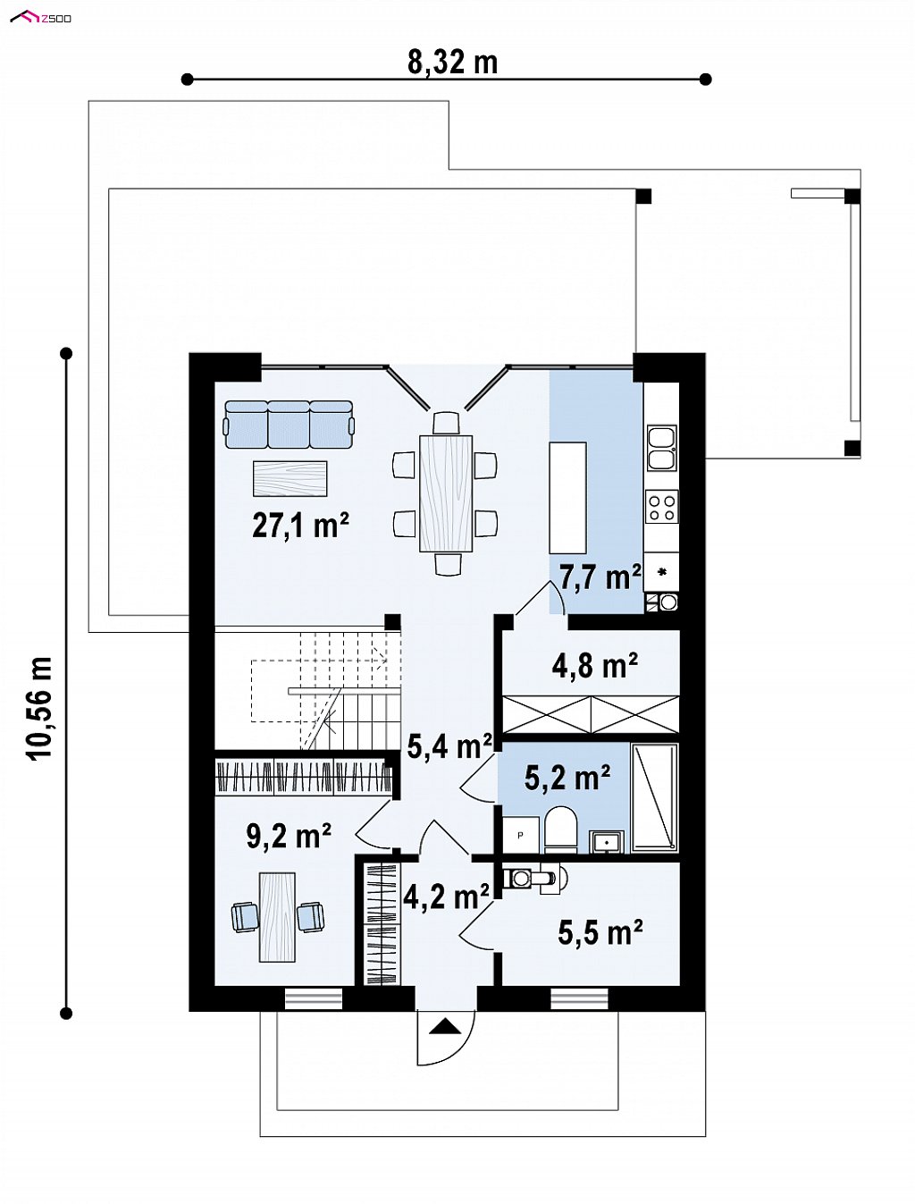 План проекта дома S3-104-2 фото 1