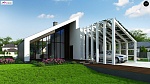 Проект стильного одноэтажного дома с широким остеклением гостиной s3-114-2 (Zx201)