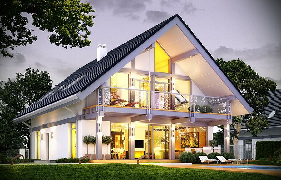 Дома с двускатной крышей фото - 110 тыс идеи фасада частного загородного дома дизайн отделки фасада коттеджа